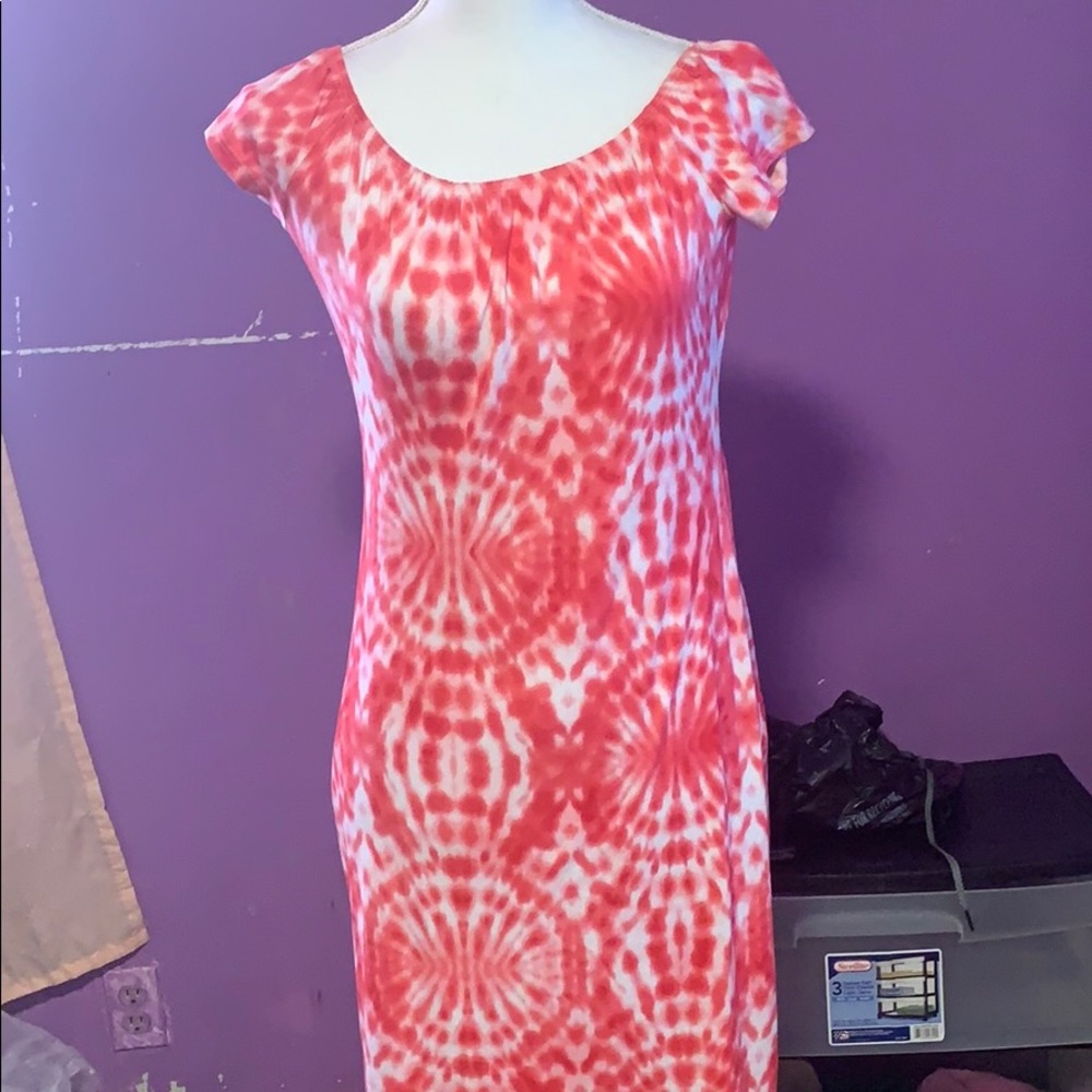 Dark pink and white dress
